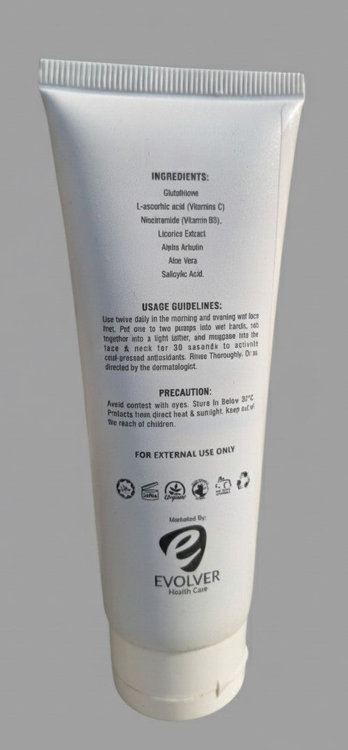 EvolGlow Brightening Face Wash – Glutathione, Alpha Arbutin & Vitamins C & E